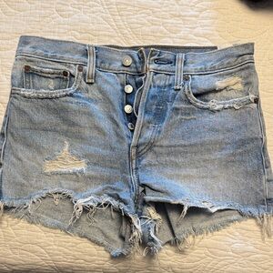 Distressed Levi’s Denim Wedgie Shorts
